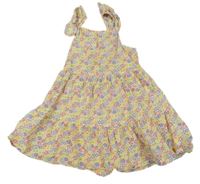 Bílo-žluto-růžové květované šaty Primark
