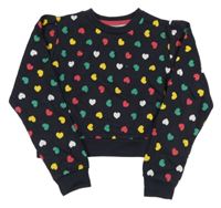 Tmavomodrá crop mikina se srdíčky 