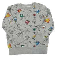 Šedá mikina s příšerkami C&A