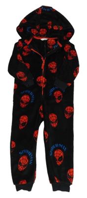 Černá chlupatá kombinéza se Spidermanem a kapucí M&S