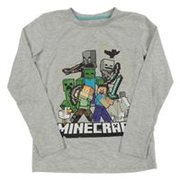 Šedé melírované triko - Minecraft
