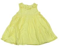 Žluté plátěné šaty s kytičkami Topolino