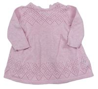 Světlerůžové pletené šaty s dirkovaným vzorem Mothercare