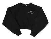 Černá crop mikina s nápisem Matalan