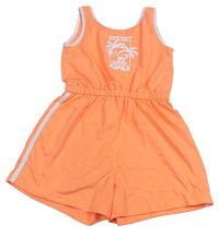 Oranžovo-bílý kraťasový overal s palmami Primark
