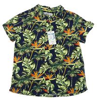 Tmavomodrá květovaná košile Matalan 