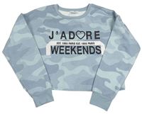 Světlemodrá army crop mikina s nápisem Primark
