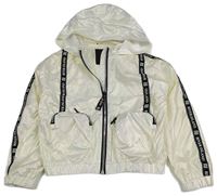 Smetanová perleťová šusťáková crop podzimní bunda s kapucí River Island