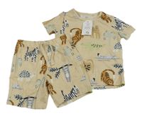2set - Béžové tričko se zvířátky + kraťasy F&F