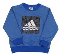 Modrá melírovaná mikina s logem Adidas