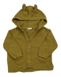 Olivový propínací svetr s kapucí Next 