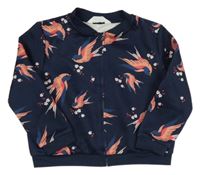 Tmavomodrá propínací mikina s ptáčky H&M