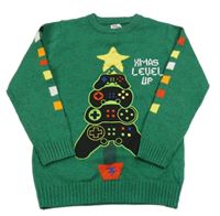 Zelený svetr se stromečkem z ovladačů F&F