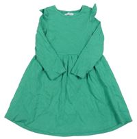 Zelené žebrované bavlněné šaty s volánky Primark