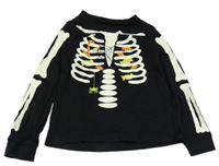 Černé triko s potiskem kostry L&D