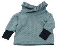 Modrošedá vzorovaná mikina s komínovým límcem 