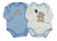 2x - Bílo-modré body + modré pruhované body s medvídkem Lilly&Finn