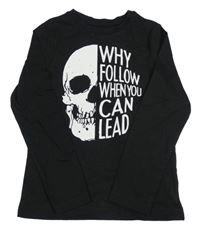 Černé triko s lebkou C&A