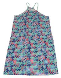 Modro-zeleno-růžové puntíkované bavlněné šaty Pepperts