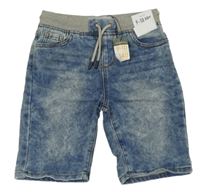 Nové - Modré plísňové teplákové riflové kraťasy se šedým pasem Primark