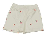 Bílé žebrované elastické kraťasy s ovocem 