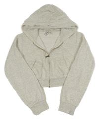 Šedá melírovaná propínací crop mikina s kapucí H&M