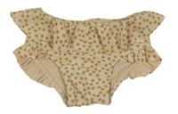 Béžové květované plavkové kalhotky s volánky 