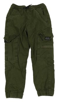 Khaki plátěné cargo cuff kalhoty Next 