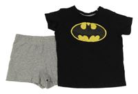 2set - Černé tričko s Batmanem + šedé kraťasy 