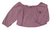Fialovorůžová crop žabičková halenka H&M