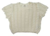 Smetanová pletená crop vesta s dirkovaným vzorem H&M