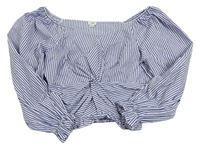 Námořnicky modro-bílá pruhovaná crop halenka RIVER ISLAND