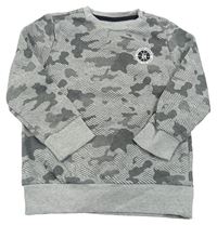Šedo-černá army melírovaná mikina s číslem a nápisy F&F