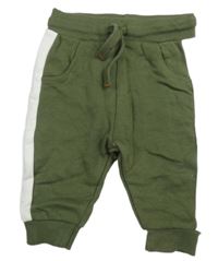 Khaki-bílé tepláky F&F
