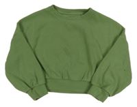 Olivová žebrovaná oversize crop mikina zn. Next