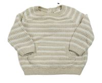 Béžovo-smetanový pruhovaný svetr s kapsou Next