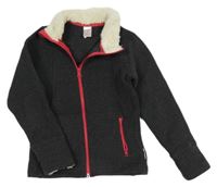 Tmavošedá melírovaná pletená funkční propínací mikina Quechua