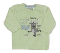 Světlezelená sametová mikina se sobem Ergee