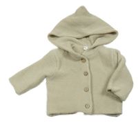 Béžový pletený propínací svetr s kapucí