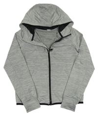 Šedá melírovaná propínací sportovní mikina s kapucí H&M