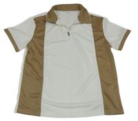 Bílo-hnědé teplákové polo tričko SHEIN