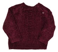 Tmavovínový melírovaný vzorovaný žinylkový svetr Ergee