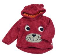 Vínová chlupatá mikina s čumáčkem a kapucí Liegelind