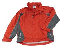 Červeno-tmavošedá šusťáková funkční jarní bunda s ukrývací kapucí McKinley