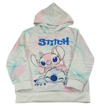 Bílá mikina se Stitchem a Angelou a lístečky a kapucí Disney