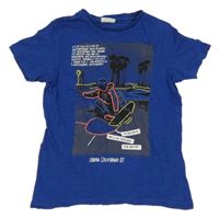 Safírové melírované tričko se skateboardistou OVS