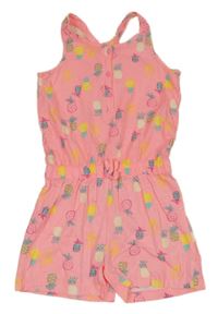 Neonově růžový melírovaný letní overal s ananasy St. Bernard