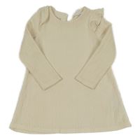 Smetanové žebrované vzorované šaty s volánky PRIMARK