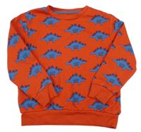 Červená mikina s modrými dinosaury Next