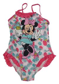 Růžovo-tmavorůžové jednodílné plavky s Minnie Disney 
